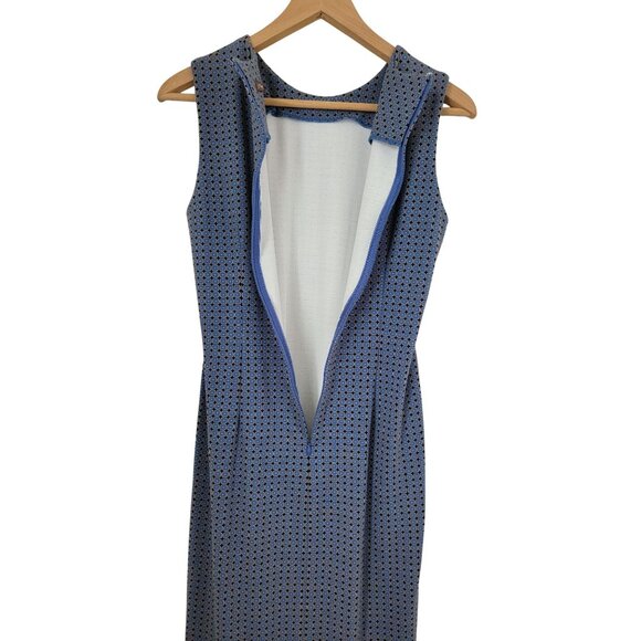 J. McLaughlin Sleeveless Blue Patterned Sheath Dress Women's Sz Small - Picture 3 of 6